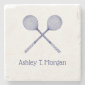 Crossed Squash Racquets Blue Stenen Onderzetter (Voorkant)