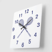 Crossed Squash Racquets Blue Vierkante Klok (Hoek)