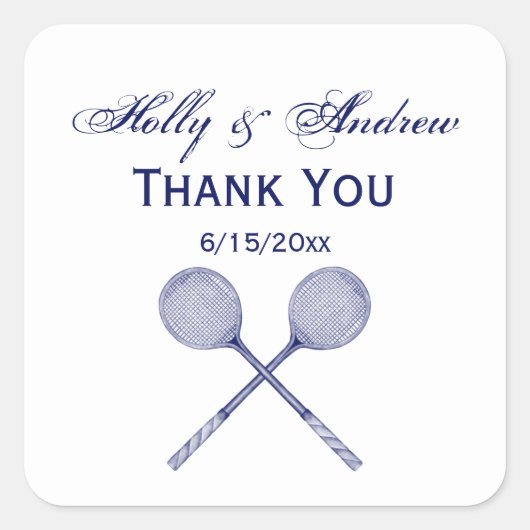 Crossed Squash Racquets Blue Vierkante Sticker (Voorkant)
