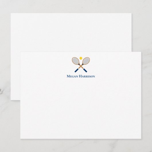 Crossed Tennis Racquets Flat Note-kaart Notitiekaartje (Voorkant / Achterkant)