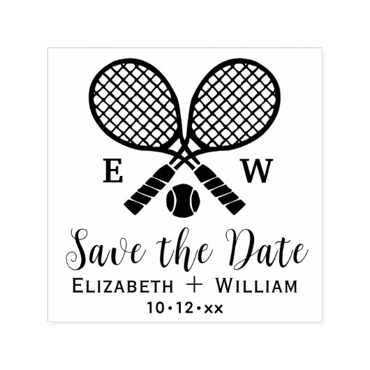 Crossed Tennis Racquets Monogram Opslaan van de Da Zelfinktende Stempel (Design)