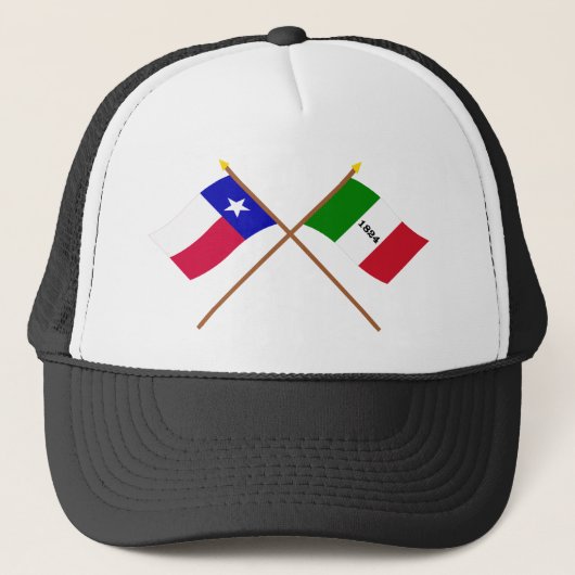 Crossed Texas en Alamo Flags Trucker Pet (Voorkant)