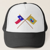 Crossed Texas en San Jacinto Flags Trucker Pet (Voorkant)