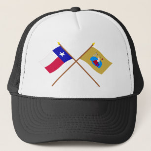 Crossed Texas en San Jacinto Flags Trucker Pet