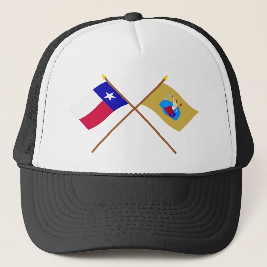 Crossed Texas en San Jacinto Flags Trucker Pet (Voorkant)
