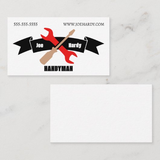 Crossed Tools en Banner Aannemer Handyman Visitekaartje (Voorkant / Achterkant)