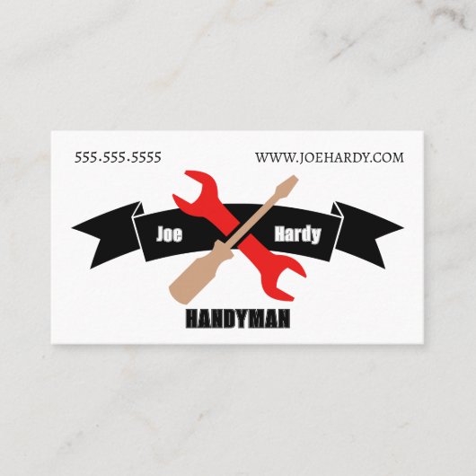 Crossed Tools en Banner Aannemer Handyman Visitekaartje (Voorkant)