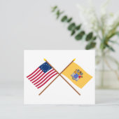 Crossed US 13-star en New Jersey State Flags Briefkaart (Staand voorkant)
