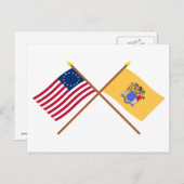 Crossed US 13-star en New Jersey State Flags Briefkaart (Voorkant / Achterkant)