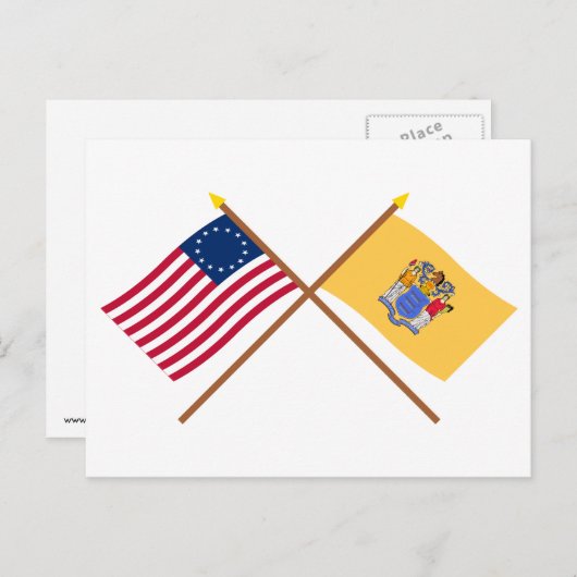 Crossed US 13-star en New Jersey State Flags Briefkaart (Voorkant / Achterkant)