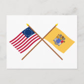 Crossed US 13-star en New Jersey State Flags Briefkaart (Voorkant)
