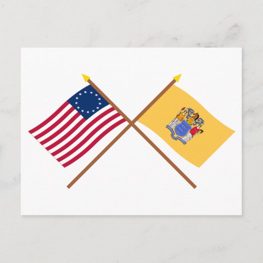 Crossed US 13-star en New Jersey State Flags Briefkaart (Voorkant)