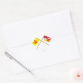 Crossed Walons en Luik Flags Ronde Sticker (Envelop)