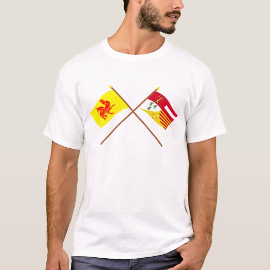 Crossed Walons en Luik Flags T-shirt (Voorkant)