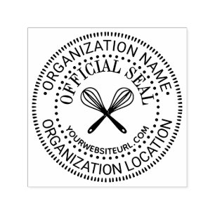 Crossed Whisks Custom Officiële Seal Naam Loc URL Zelfinktende Stempel