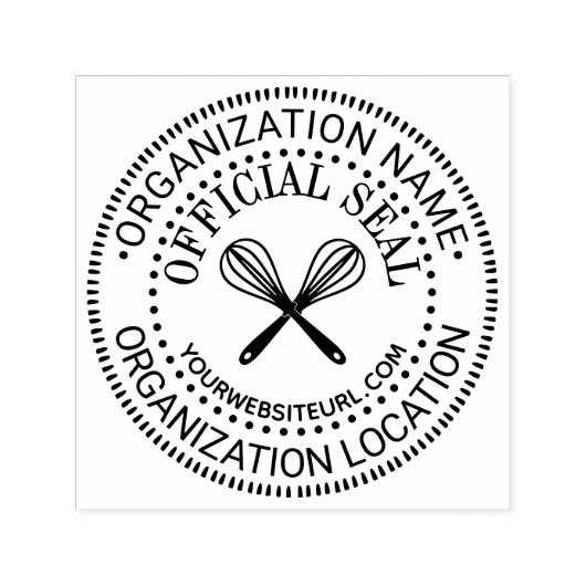 Crossed Whisks Custom Officiële Seal Naam Loc URL Zelfinktende Stempel (Design)