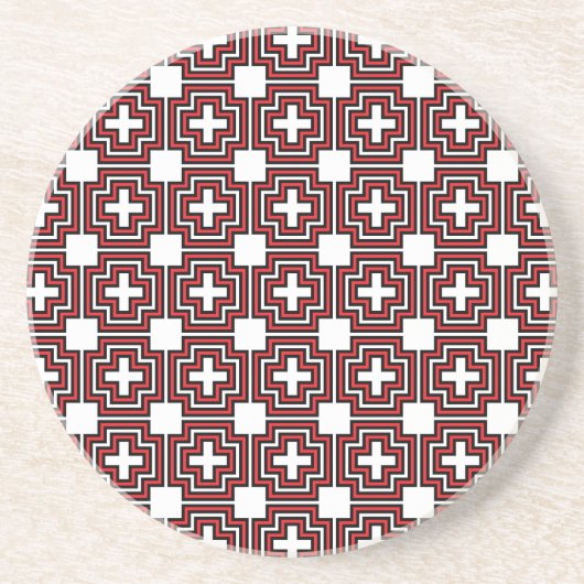 Crosses en Squares Red - Onderzetter (Voorkant)