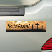 Crosses en Sunset "He is Risen" Bumperstickers (Op auto)