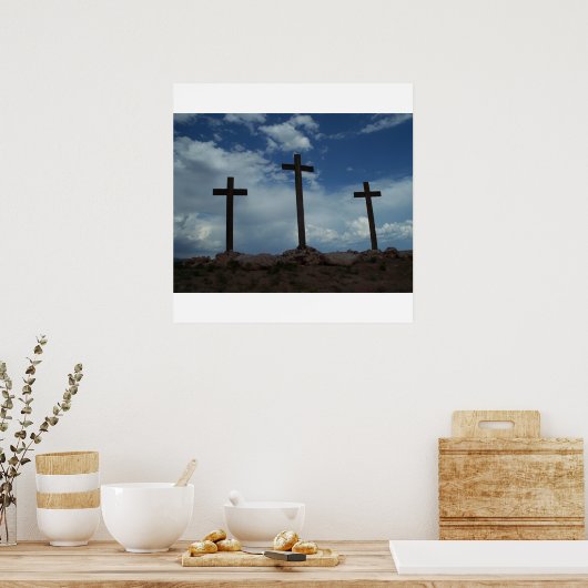 Crosses in Calvariate Crucifixe Jezus Christus Art Poster (Keuken)