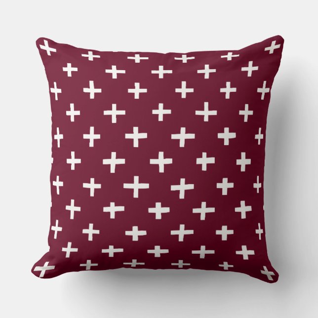 Crosses Pattern - Deep Crimson Kussen (Voorkant)