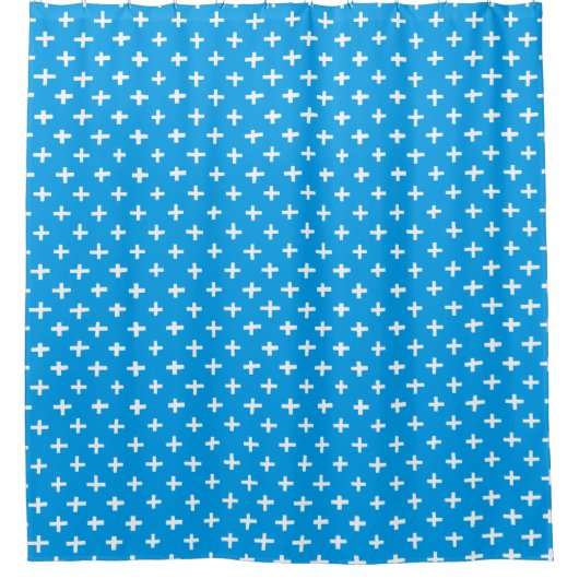 Crosses Pattern - White in Blue 009dea Douchegordijn (Voorkant)