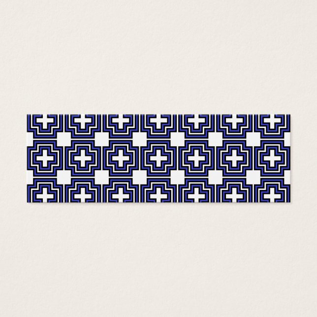 Crosses & Squares Blue - Bladwijzer Mini Visitekaartjes (Voorkant)