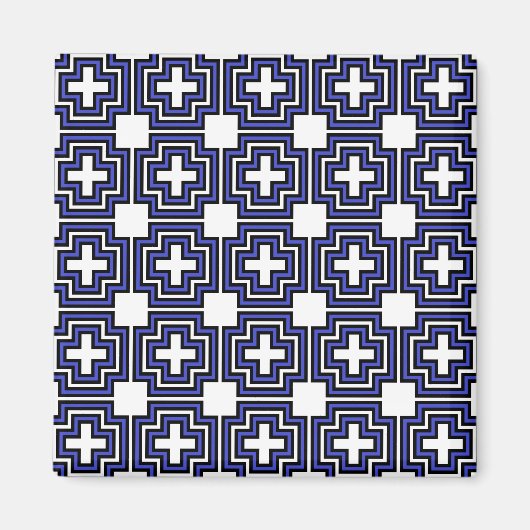 Crosses & Squares Blue - Magnet (Voorkant)