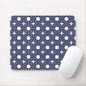 Crosses & Squares Blue - Mousepad Muismat (Met muis)