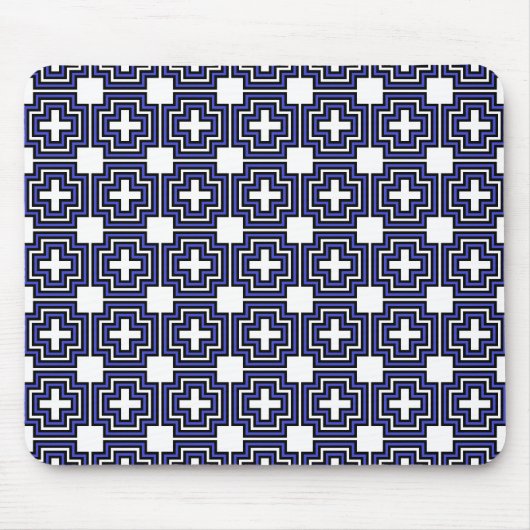 Crosses & Squares Blue - Mousepad Muismat (Voorkant)