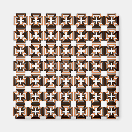 Crosses & Squares Oranje - Magnet (Voorkant)