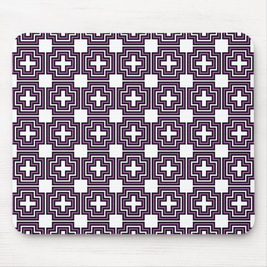 Crosses & Squares Paars - Mousepad Muismat (Voorkant)