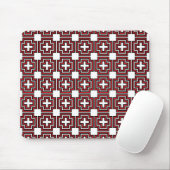 Crosses & Squares Red - Mousepad Muismat (Met muis)