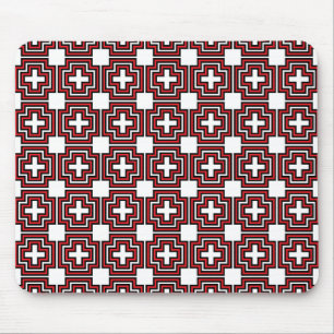 Crosses & Squares Red - Mousepad Muismat