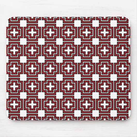 Crosses & Squares Red - Mousepad Muismat (Voorkant)