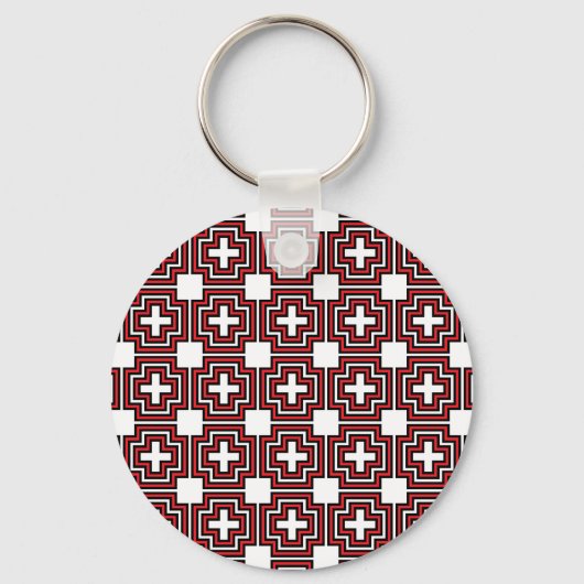 Crosses & Squares Red - Sleutelhanger (Voorkant)