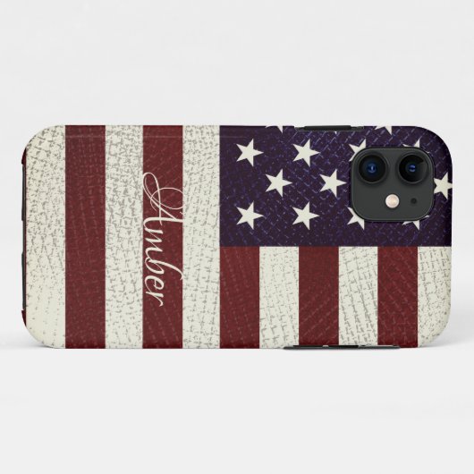  Crosshatch-Amerikaanse vlag Aangepast Case-Mate iPhone Case (Achterkant (horizontaal))