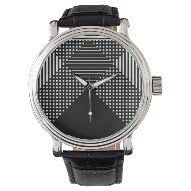 Crosshatch Op Art Horloge (Voorkant)