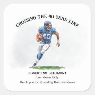 Crossing 40 Yard Amerikaans Football 40e verjaarda Vierkante Sticker