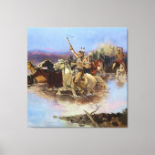 "Crossing the River" door Charles M Russell Canvas Afdruk (Voorkant)