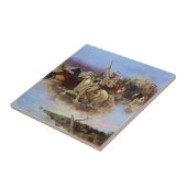 "Crossing the River" door Charles M Russell Tegeltje (Zijkant)
