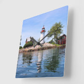 Crossover Island Lighthouse, New York Wall Clock Vierkante Klok (Hoek)