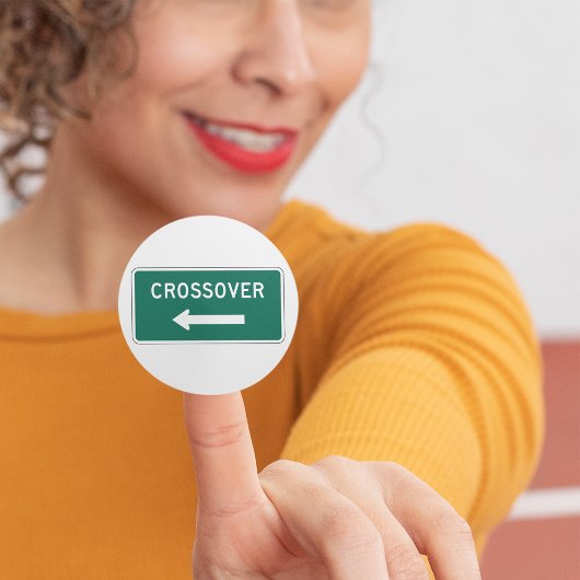 Crossover Road Sign. Ronde Sticker