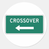 Crossover Road Sign. Ronde Sticker (Voorkant)