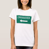 Crossover Weg Bord Groen Snelweg Stijl Richting T-shirt (Voorkant)