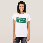 Crossover Weg Bord Groen Snelweg Stijl Richting T-shirt (Voorkant volledig)