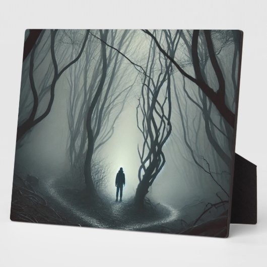 Crossroads in the Fog - Gloomy Forest Art Print Fotoplaat (Zijkant)