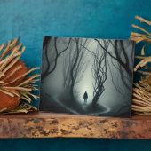 Crossroads in the Fog - Gloomy Forest Art Print Fotoplaat (Zijkant)