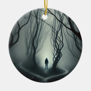 Crossroads in the Fog - Gloomy Forest Art Print Keramisch Ornament