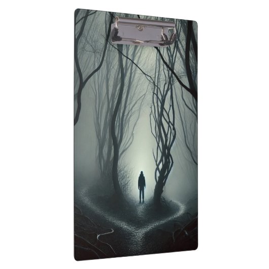 Crossroads in the Fog - Gloomy Forest Art Print Klembord (Rechts)