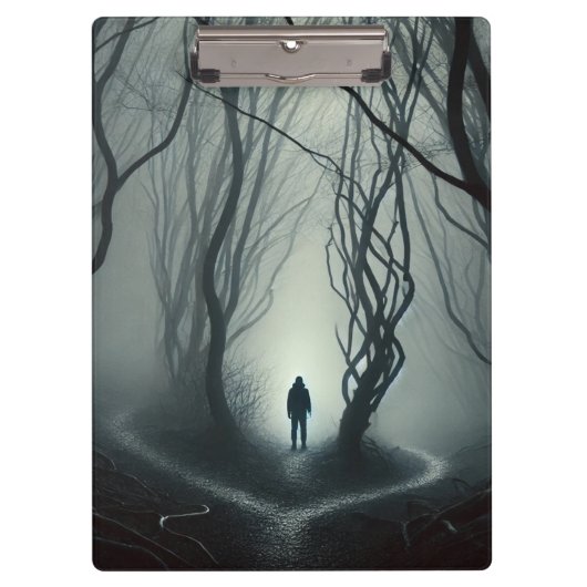 Crossroads in the Fog - Gloomy Forest Art Print Klembord (Voorkant)